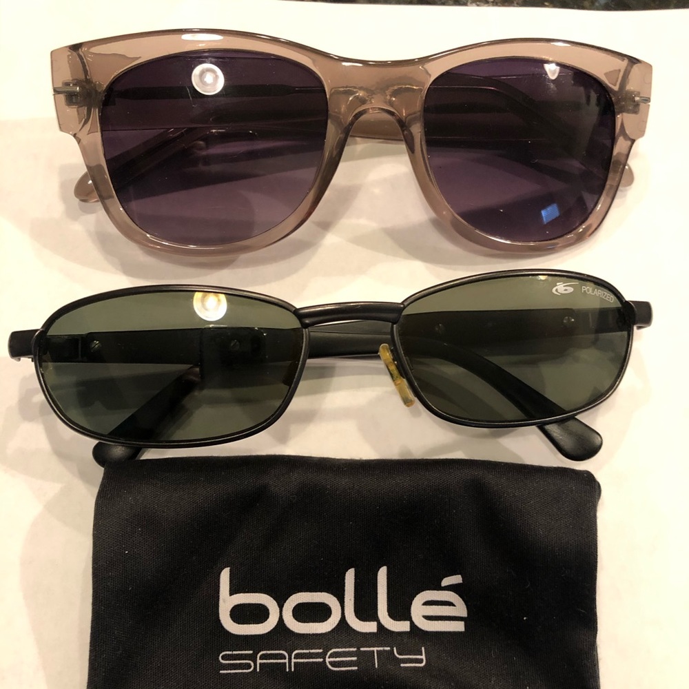 2 pairs of sunglasses. Bollé and Fossil